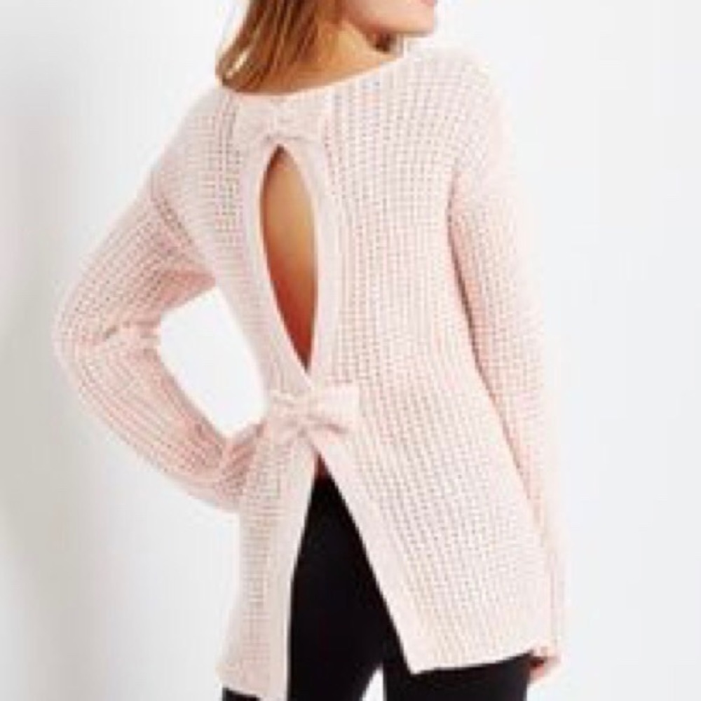 Pink Sweater with Bow Back